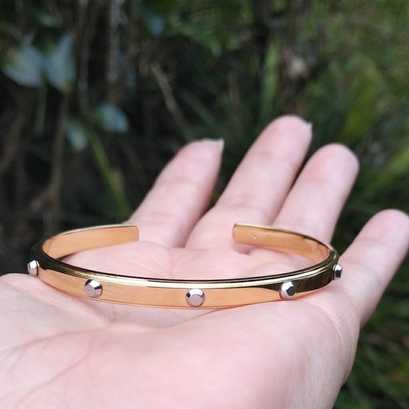 Michael Kors Jewelry - Michael Kors Thin Gold Cuff w/ Gunmetal Studs NWT